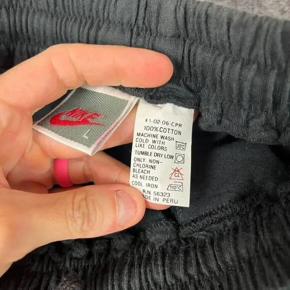 Vtg 80's Nike Sweatpants Tapered Leg Pockets Black Men's L Drawstring - Picture 6 of 13